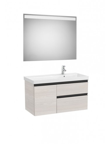 Mueble + Lavabo + Espejo + Iluminación Roca Domi 2 Cajones 1 Puerta