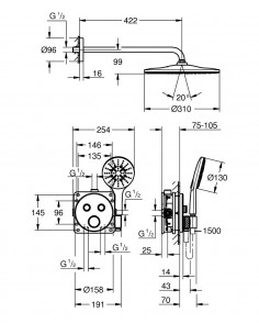 Conj Empotrable Ducha Mural... 2